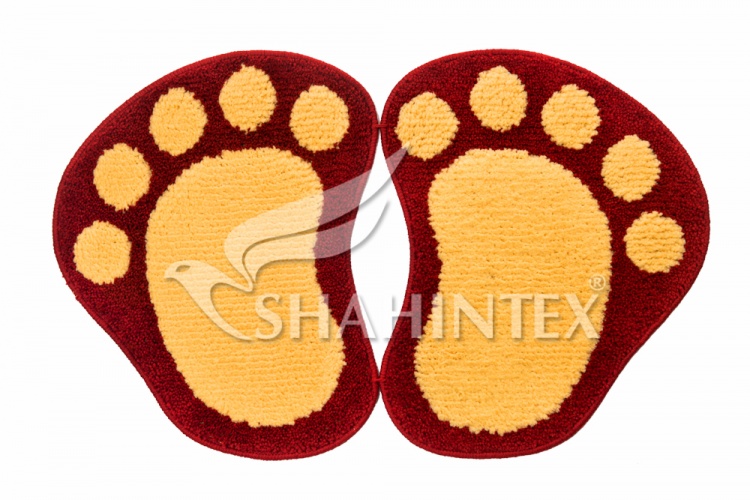 Коврик SHAHINTEX ЛАПКИ MICROFIBER разделенные 50*80  красный 20